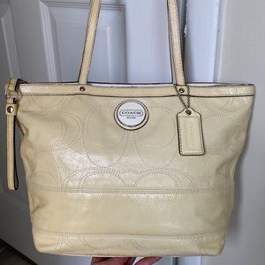 Coach Signature Patent Leather Tote Bag